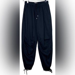 Abercrombie & Fitch Black Parachute Joggers Drawstring Ties